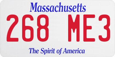 MA license plate 268ME3