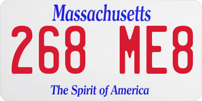 MA license plate 268ME8