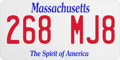 MA license plate 268MJ8