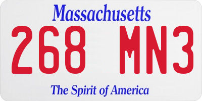 MA license plate 268MN3