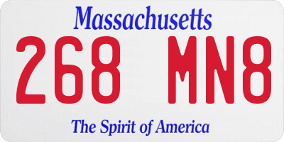 MA license plate 268MN8