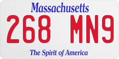 MA license plate 268MN9