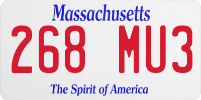 MA license plate 268MU3