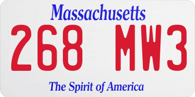 MA license plate 268MW3