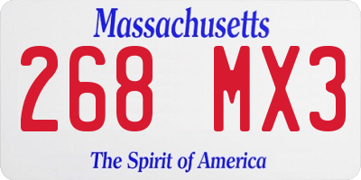 MA license plate 268MX3