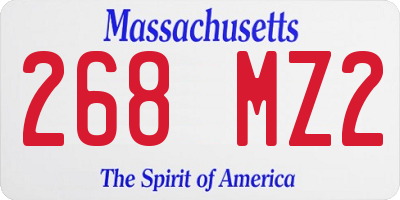 MA license plate 268MZ2