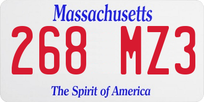 MA license plate 268MZ3
