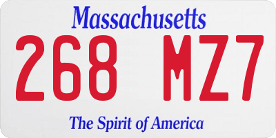 MA license plate 268MZ7