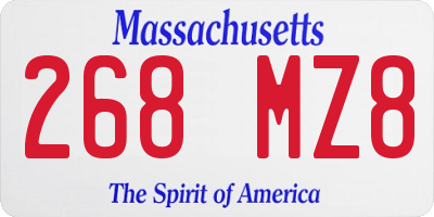 MA license plate 268MZ8