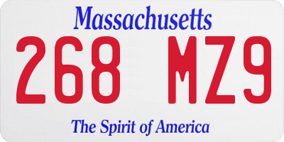 MA license plate 268MZ9