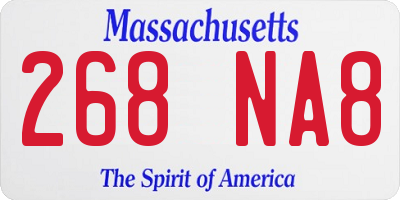 MA license plate 268NA8