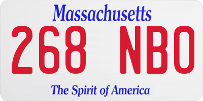 MA license plate 268NB0