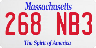 MA license plate 268NB3