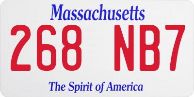 MA license plate 268NB7