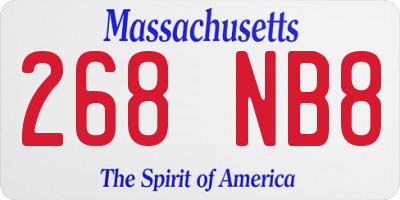 MA license plate 268NB8