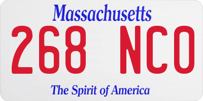 MA license plate 268NC0
