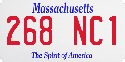 MA license plate 268NC1