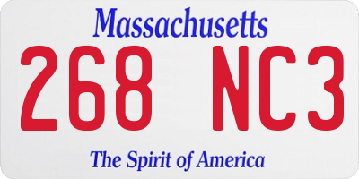 MA license plate 268NC3