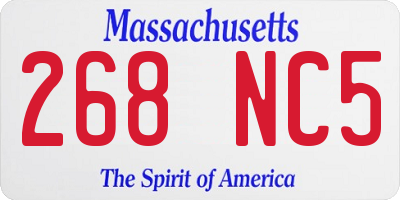 MA license plate 268NC5
