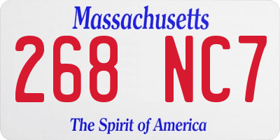 MA license plate 268NC7