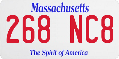 MA license plate 268NC8