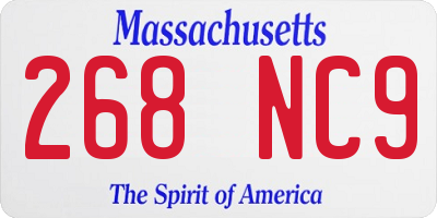 MA license plate 268NC9