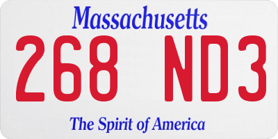 MA license plate 268ND3