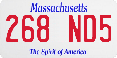 MA license plate 268ND5