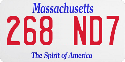 MA license plate 268ND7
