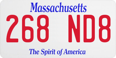 MA license plate 268ND8