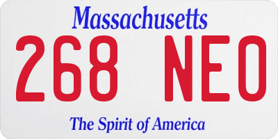 MA license plate 268NE0