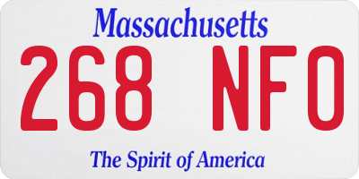 MA license plate 268NF0