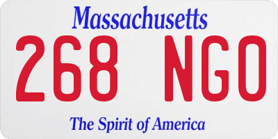 MA license plate 268NG0