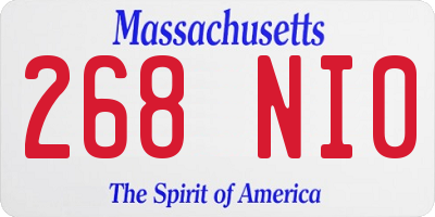 MA license plate 268NI0