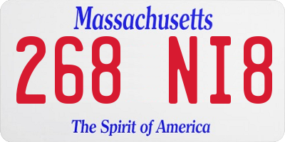 MA license plate 268NI8