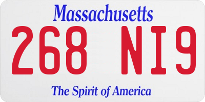 MA license plate 268NI9