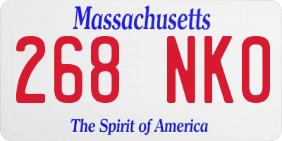 MA license plate 268NK0