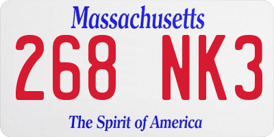 MA license plate 268NK3