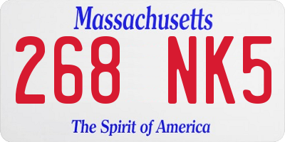 MA license plate 268NK5