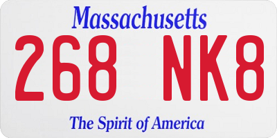 MA license plate 268NK8