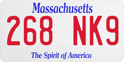 MA license plate 268NK9