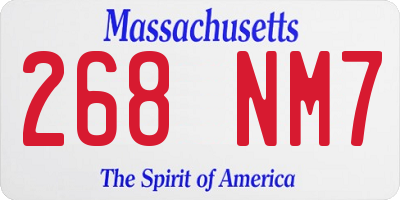 MA license plate 268NM7