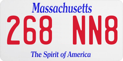 MA license plate 268NN8