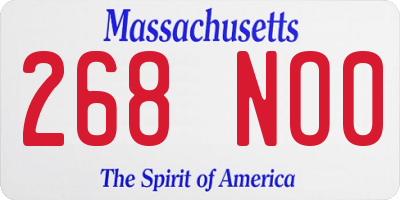MA license plate 268NO0