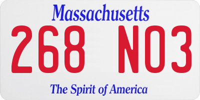 MA license plate 268NO3