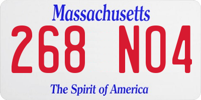 MA license plate 268NO4