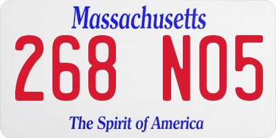 MA license plate 268NO5