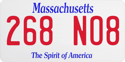 MA license plate 268NO8