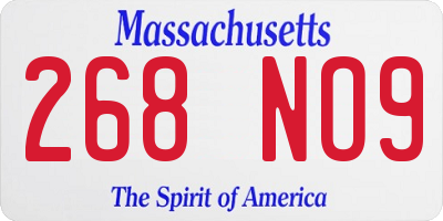 MA license plate 268NO9