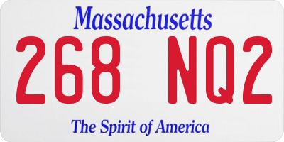 MA license plate 268NQ2